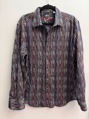 Robert Graham Vertical Stripe Button Down, Size XL